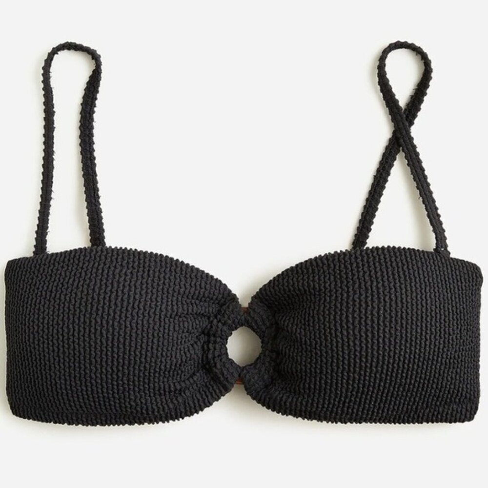 J Crew Womens Plus Size 2X Heritage Textured O-ring Bandeau Bikini Top‎ $79 2751